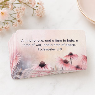 PINK FLORAL Ecclesiastes 3:8 KJV Bibelverse Visitenkarte