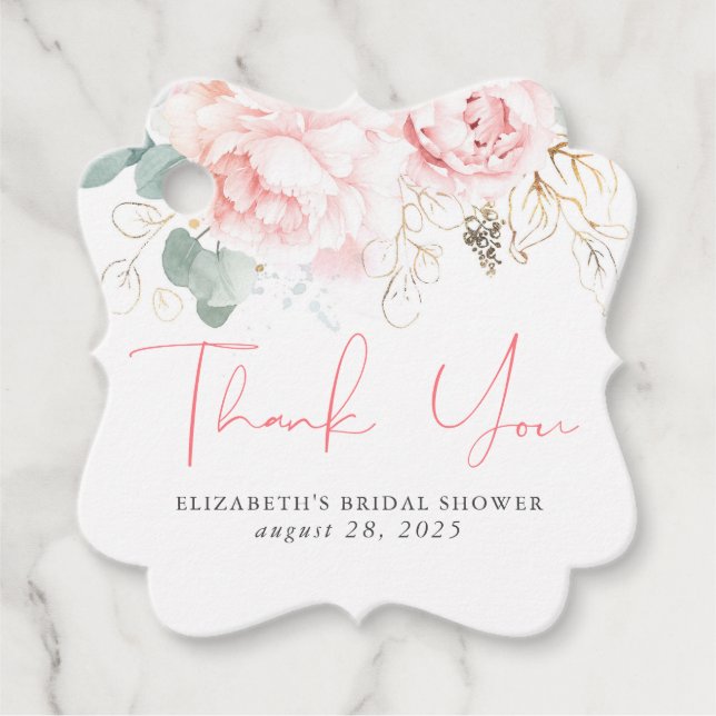 Pink Floral Elegant Vielen Dank für Ihre Lieblings Geschenkanhänger (Vorderseite)
