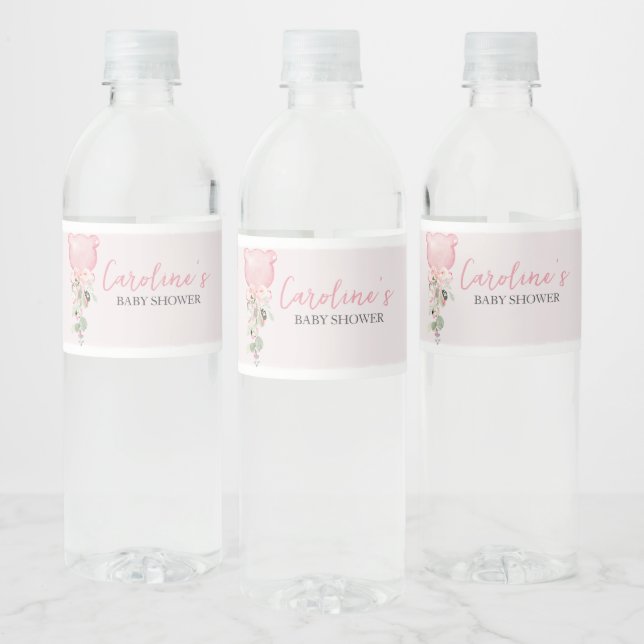 Pink Floral Eukalyptus Balloon Baby Dusche (Flaschen)