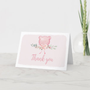 Pink Floral Eukalyptus Balloon Baby Dusche Dankeskarte