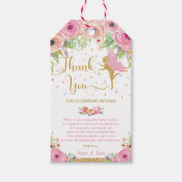 Pink Floral Fairy Gold Baby Dusche Vielen Dank Geschenkanhänger
