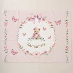 Pink Floral Fantasien und Teddy Bear Hugs Sherpadecke