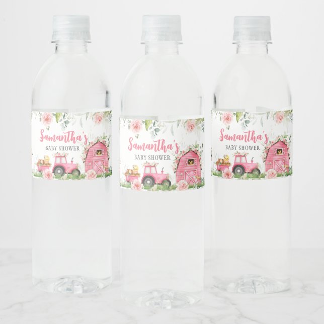 Pink Floral Farm Barnyard Babydusche (Flaschen)