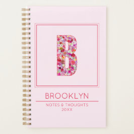 Pink Floral Feminine Botanical Name Letter B Planer