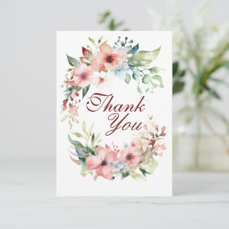 Pink Floral Flor Vielen Dank Karte