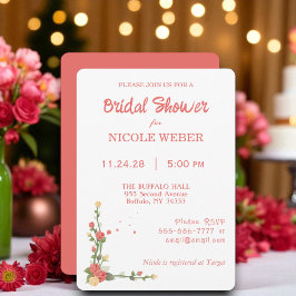 Pink Floral Flower Bridal Shower Invitation Einladung