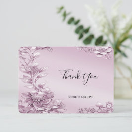 Pink Floral Foliage Danke Karte