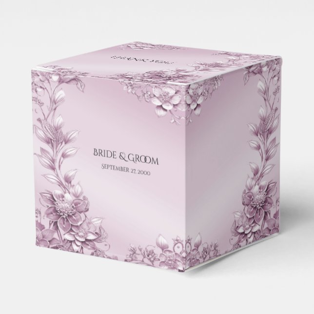 Pink Floral Foliage Geschenkschachtel (Vorderseite)