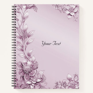 Pink Floral Foliage Notebook Notizbuch