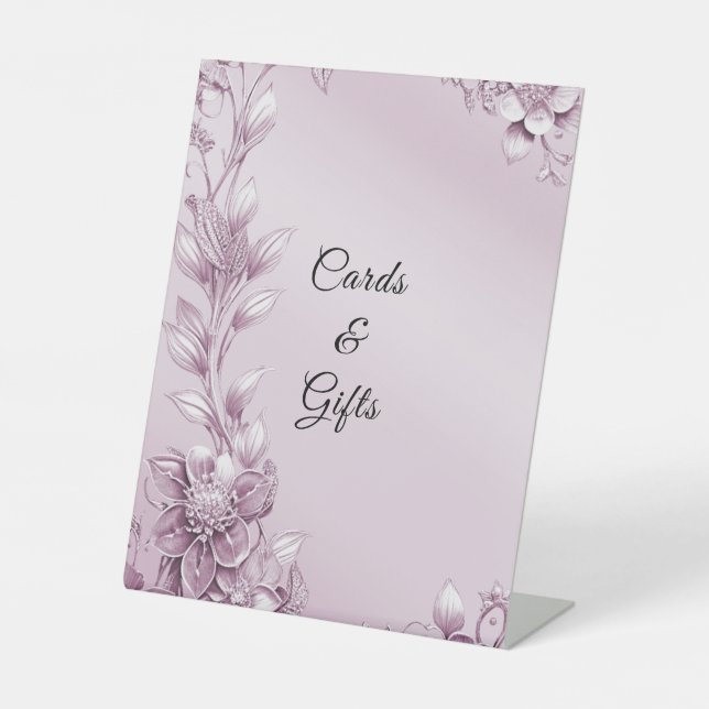Pink Floral Foliage Tabletop Sockelschild (Vorderseite)