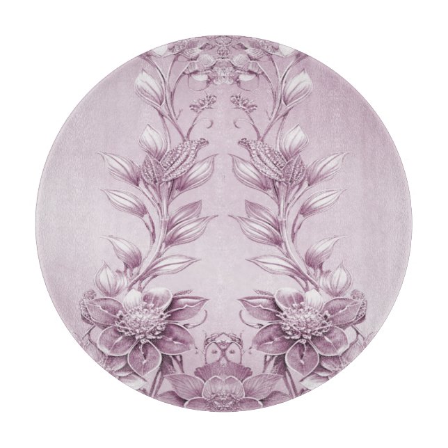 Pink floral Folior Schneidebrett (Vorderseite)