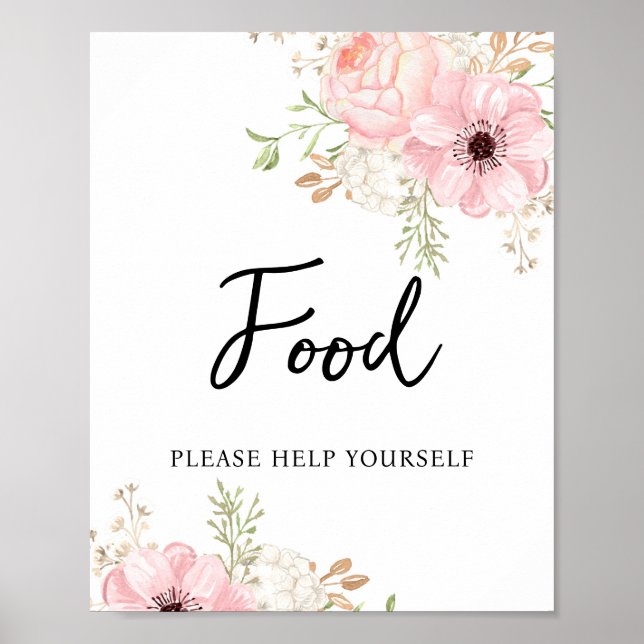 Pink Floral Food Baby Shower Poster (Vorne)