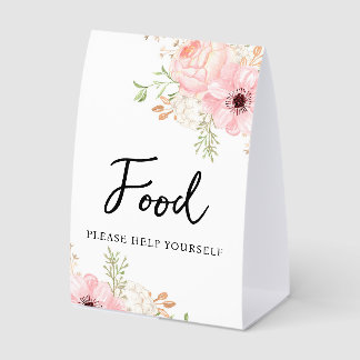 Pink Floral Food Baby Shower Tischaufsteller