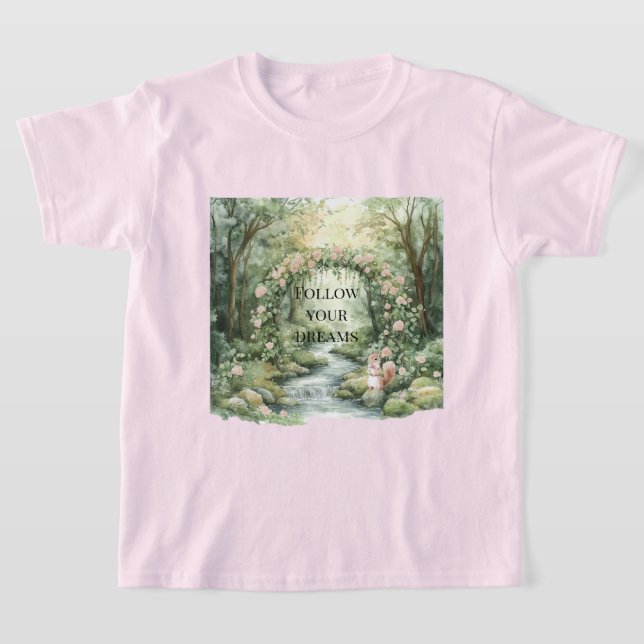 Pink Floral Forest Squirrel T-Shirt (Ablage )