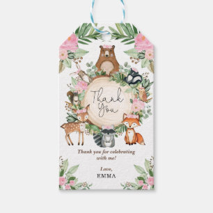 Pink Floral Forest Woodland Tiere Vielen Dank Geschenkanhänger