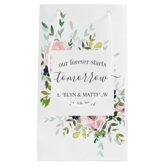 Pink Floral Forever fängt morgen Probe an Kleine Geschenktüte (Vorderseite)