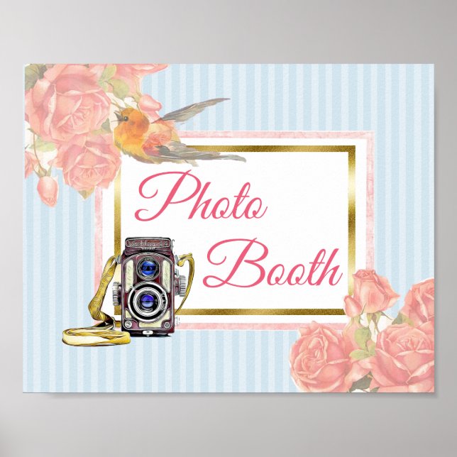 Pink Floral Foto Stand Hochzeitsschild Poster (Vorne)