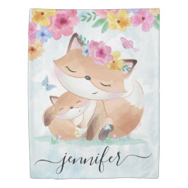 Pink Floral Fox Girl Personalisierter Name