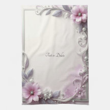 Pink Floral Frame Kitchen Towel