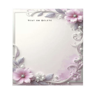 Pink Floral Frame Notepad Notizblock
