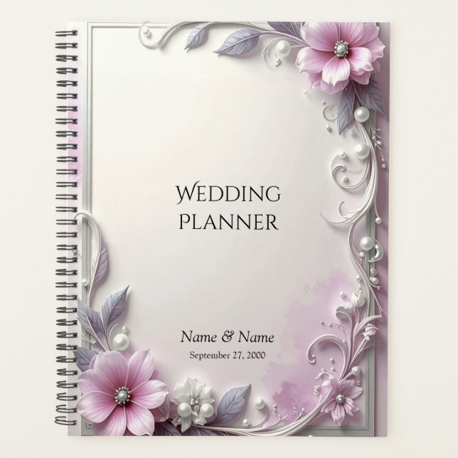 Pink Floral Frame Planner Planer (Vorderseite)