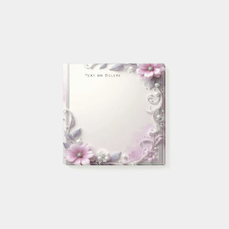 Pink Floral Frame Post it Notes Post-it Klebezettel