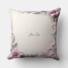 Pink Floral Frame Throw Pillow Kissen