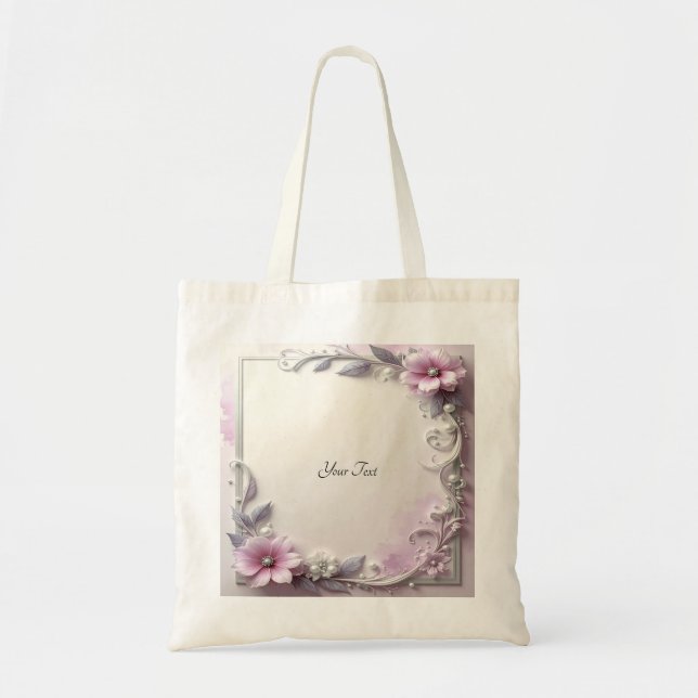 Pink Floral Frame Tote Bag (Devant)