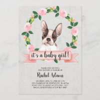 Pink Floral French Bull Dog Babydusche