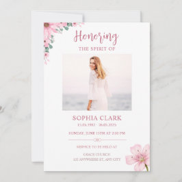 Pink Floral Funeral Invitation Celebration of Life Einladung