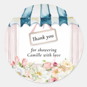 Pink Floral Garden Brautparty Vielen Dank Runder Aufkleber