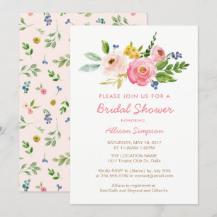 Pink Floral Garden Bridal Douche Invitation Cartes