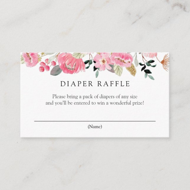 Pink Floral Garden Diaper Umschließungskarte Begleitkarte (Vorderseite)