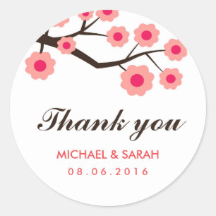Pink Floral Gastgeschenk Hochzeit Danke Aufkleber