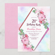Pink Floral Geometric 21. Geburtstag Party