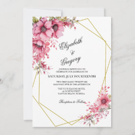 Pink Floral Geometric Wedding Invitation Einladung