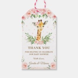 Pink Floral Giraffe Jungle Animals Baby Dusche Geschenkanhänger