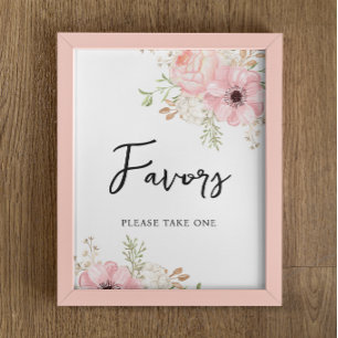 Pink Floral Girl Baby Duwer Favorit Zeichen Poster