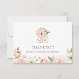 Pink Floral Girl Babydusche Danke Karte