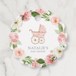 Pink Floral Girl Babydusche Geschenkanhänger