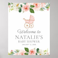 Pink Floral Girl Babydusche Willkommen