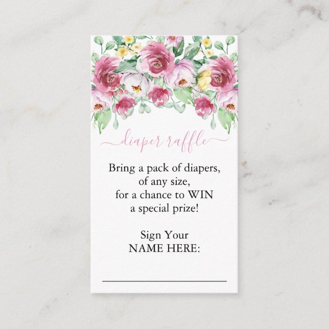 Pink Floral Girl Dusche Windelwanne Windelwanne Begleitkarte (Vorderseite)