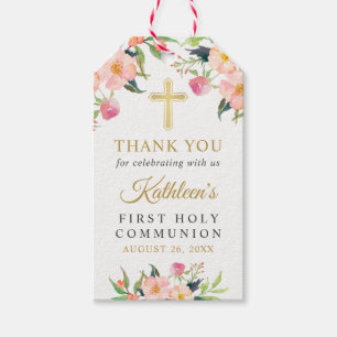 Pink Floral Girl First Holy Kommune Vielen Dank Geschenkanhänger