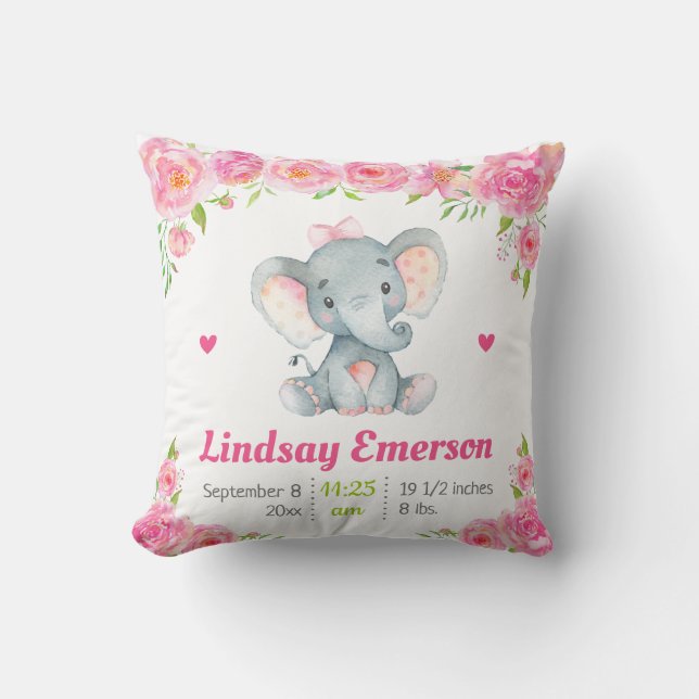 Pink Floral Girl Kinderzimmer Baby Dusche Geschenk Kissen (Vorderseite)