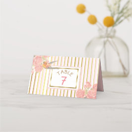 PInk Floral Gold Bird Wedding Tischnummer Platzkarte