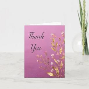 Pink Floral & Gold Foil Trim Danke Karte