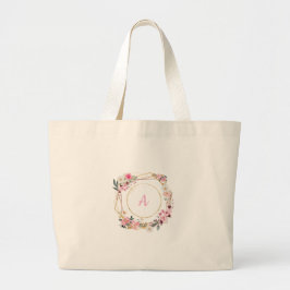 Pink Floral Gold Geometric Tote Bag Jumbo Stoffbeutel