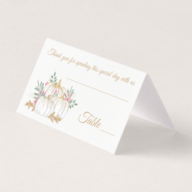 Pink Floral Gold Glitzer Pumpkin Hochzeit im Herbs (Vorderseite)