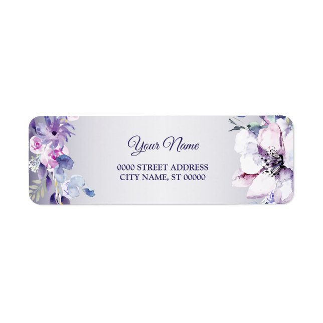 Pink Floral Gold Purple Wedding Return Address (Vorne)
