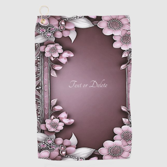Pink Floral Golf Handtuch (Vorderseite)